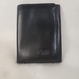 Big Skinny Top Grain Cowhide Black Leather Card Holder Billfold Eall